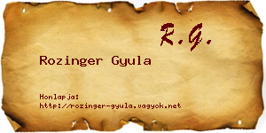 Rozinger Gyula névjegykártya